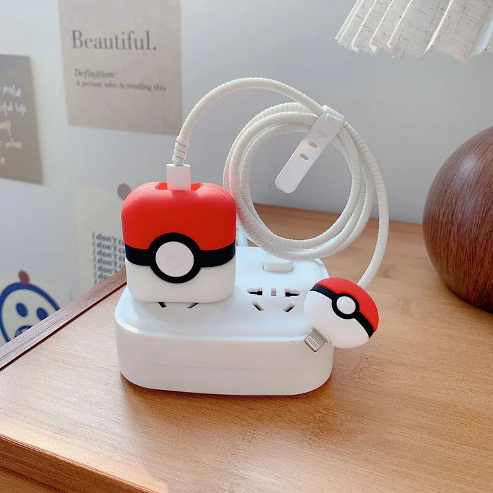 Iphone Charger Case Cover - Pokemon - 4 Piece Set (With Wire Protector)