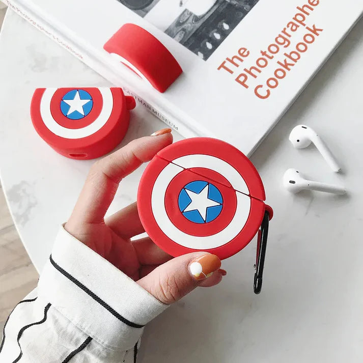 Captain America Shield Case for Apple AirPods - Silicone Cover