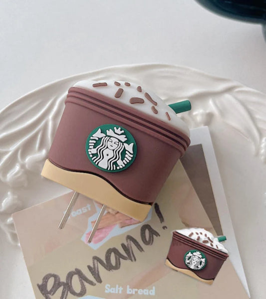 Iphone Charger Case Cover - Starbucks Cappuccino Lover - 4 Piece Set (With Wire Protector)