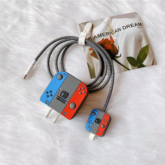 Iphone Charger Case Cover - Nintendo Classic - 4 Piece Set (With Wire Protector)