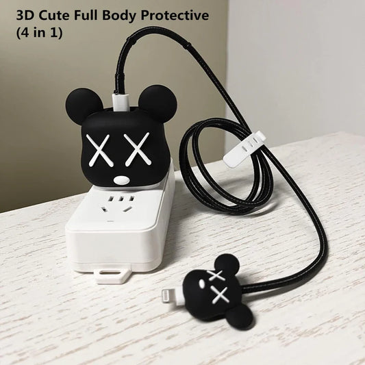 Iphone Charger Case Cover - XOXO - 4 Piece Set - 4 Piece Set (With Wire Protector)