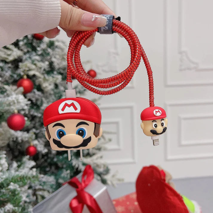 Iphone Charger Case Cover - Super Mario - 4 Piece Set (With Wire Protector)