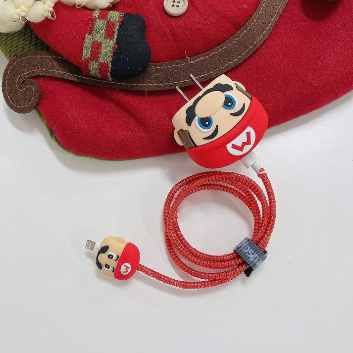 Iphone Charger Case Cover - Super Mario - 4 Piece Set (With Wire Protector)