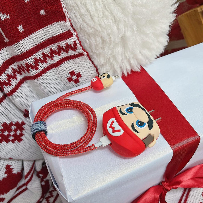 Iphone Charger Case Cover - Super Mario - 4 Piece Set (With Wire Protector)