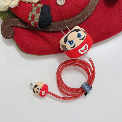 Iphone Charger Case Cover - Super Mario - 4 Piece Set (With Wire Protector)